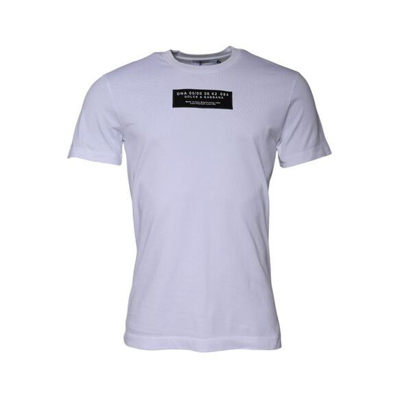 Dolce & Gabbana White Logo Print Cotton Crew Neck Men's T-shirt
